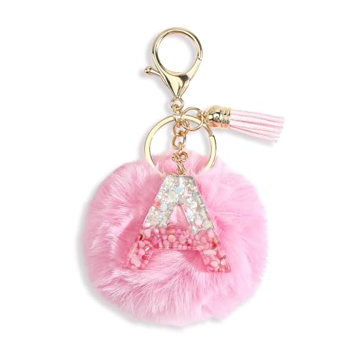 Porte-Clés Femme Avec Initiale, Charms Sac, Pendentif Lettre, Pompon Et Pompon, Porte Clé Personnalisé Bijou De Sac, Cadeau Collège Femme, Bijou De Sac à...