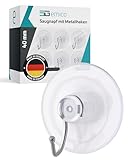 EMICO Saugnapf Ø 40 mm mit Metallhaken - 10 Stück natur (klar) - Saugnäpfe aus langlebigem Weich-PVC - Rückstandsfrei & wiederverwendbar - Ideal für glatte Oberflächen & flexible Befestigungen