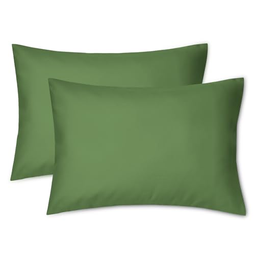 Image of EXQ Home Toddler Pillowcases Zippered 13x18 Travel Pillow Case Set of 2, Small Pillow Case Fits Baby Pillow Sized 12x16, 13x18, Kids Pillowcases 2 Pack Machine Washable(Dark Green)