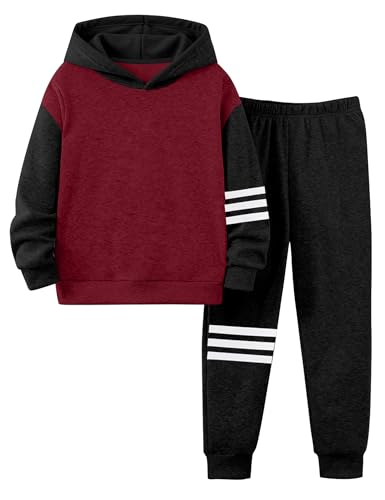 Image of Toddler Boy Clothes Long Sleeve Colorblock Hoodie Sweatsuits Tops and Pants 2Pcs Winter Outfits Boys Fall Clothes