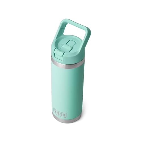 Image of YETI Rambler 18 oz Bottle, Vacuum Insulated, Stainless Steel with Straw Cap, Seafoam