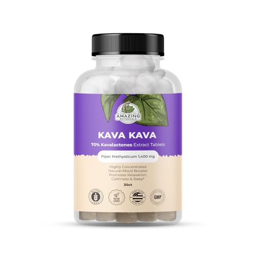 Kava Kava Extract Tablets High Potency Kavalactones Extract, 140mg of Fresh Piper Methysticum per Serving, Kavalactones Root Extract Boosts Mood, Promotes Relaxation, Relieves Tension – 30 Tablets