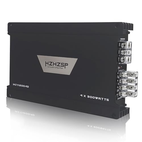 HZHZSP MZY1200.4 D 4-Channel Car Amplifier 1200W, Bridgeable