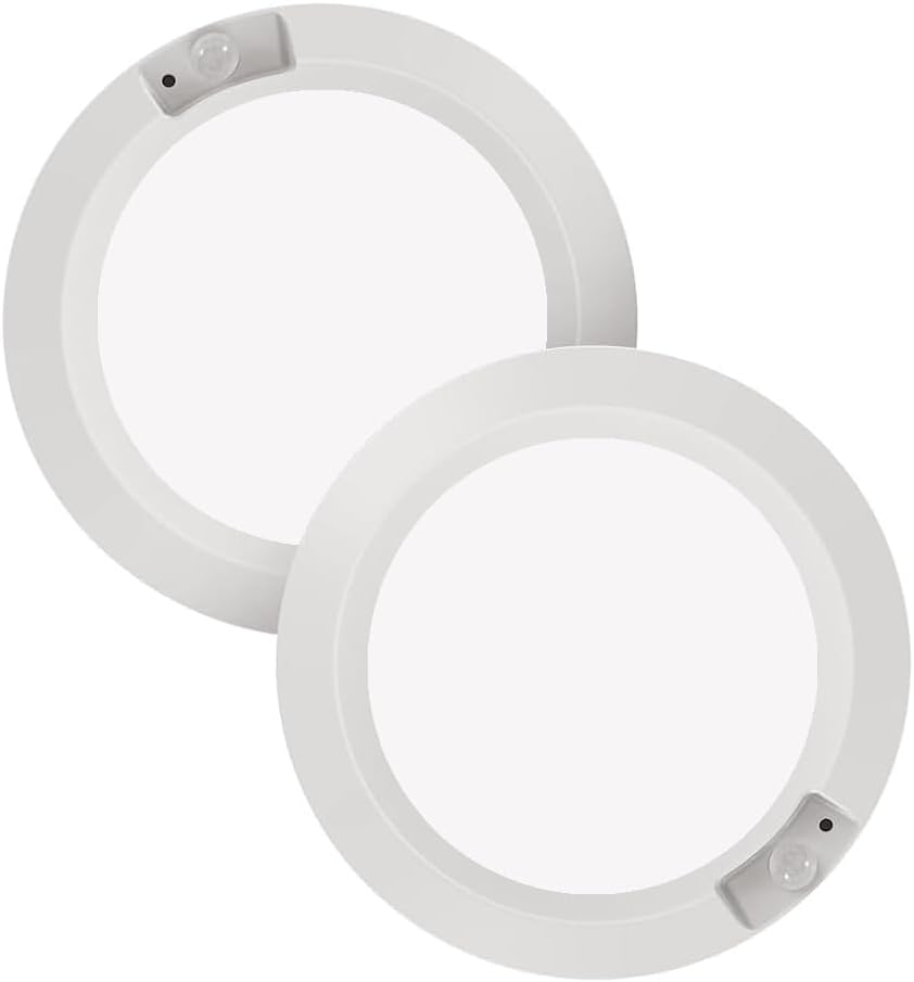 Motion Sensor Light Indoor, 2-Pack, 6.3-inch 6000K Daylight White, Battery Powered, Easy Install for Closets, Stairwells, and Storerooms