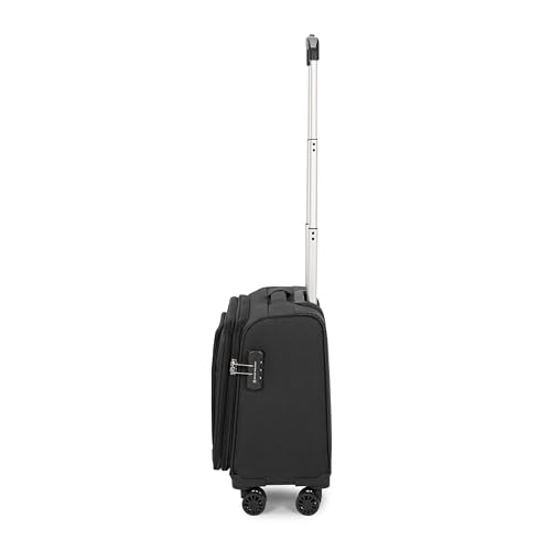 Image of SWISS MILITARY Parker Pro 48L Laptop Overnighter Trolley Bag 15.6 inch Business Cabin Luggage with 360 Degree Wheels Aluminium Trolley Utility Pockets Office Commutes Business Trips Airport Travel-Black