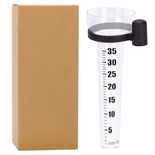 KINGLAKE 2 Stück Regenmesser Frostsicher für Garten, Regenwassermesser Wassermesser Kunststoff, Anzeige 35 mm/m², Regen Messer mit Halter, Transparent -(Kartonverpackung)