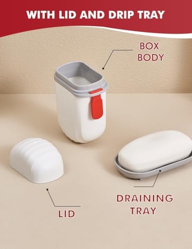 Image of Plastic Soap Dish Holder with Drainage Slots - Rectangular Self-Draining Soap Tray for Bathroom & Kitchen Sink, Non-Slip, Durable & Easy to Clean (White) - Pack of 6