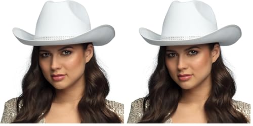 Boland - Cowboy Hat Daisy, Couvre-chef, Accessoire pour costumes western, Accessoires pour festival, carnaval ou enterrement de vie de garçon, Blanc