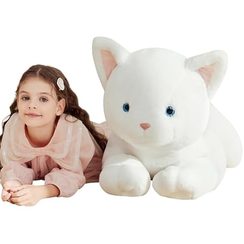 IKASA Giant White Cat Stuffed Animal Plush Toy,Big Large Jumbo Soft Toys,30" Huge Size Cute Fluffy Plushy Fat Oversized Plushie,Gifts for Kids Cover