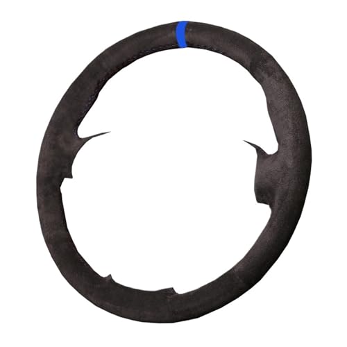 と互換性がある マツダ CX-3 CX3 CX-5 CX5 2017 2018 6 CX-9対応 レザーカーステアリングホイールカバー(Suede Blue thread)