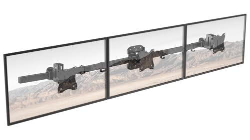 Triple Monitor Wall-Mount for 17-27 Screens - Heavy Duty 3 Monitor Wall Mount Max 15.4lbs per Arm VESA 75/100 mm Black