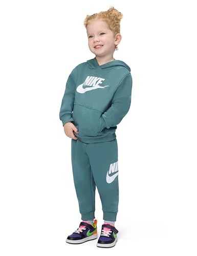 Image of Nike Kids' Sportswear Club Fleece Pullover Hoodie and Joggers 2-Piece Outfit Set (Large Swoosh Logo)