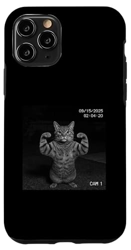 Funny Cat Flexing On Security Camera スマホケース iPhone 11 Pro 用