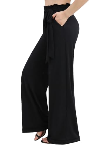 ROSE GAL Rosegal Plus Size Wide Leg Paperbag Pants with Pocket Ruffles High Waisted Casual Trousers with Pockets - Main Image