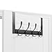 BAKON Over The Door Towel Rack with 4 Triple Hooks, Heavy Duty Over Door Hooks for Bathroom Closet Laundry Room Home Organizer, Door Hanger Coat Rack for Hanging Clothes Backpack Purse (1, Black)