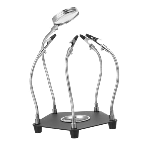 Cabilock -in-one Soldering Tool : Magnifying Glass Circuit Board Holder Led Light Flexible Arms Helping Hands for Electronics Repair
