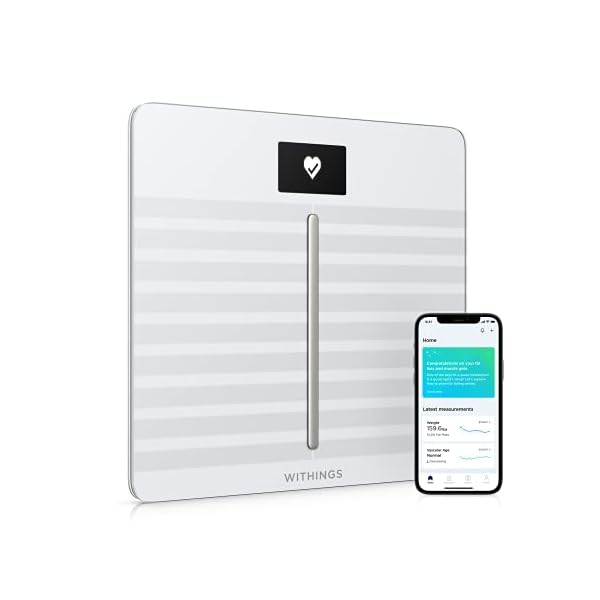 Withings-Body-Cardio--Premium-Wi-Fi-Body-Composition-Smart-Scale-Tracks-Heart-Health-Vascular-Age-BMI-Fat-Muscle-Bone-Mass-Water-Digital-Bathroom-Scale-with-App-Sync-via-Bluetooth-or-Wi-Fi Withings Body Cardio – Premium Wi-Fi Body Composition Smart Scale, Tracks Heart Health, Vascular Age, BMI, Fat, Muscle & Bone Mass, Water %, Digital Bathroom Scale with App Sync via Bluetooth or Wi-Fi