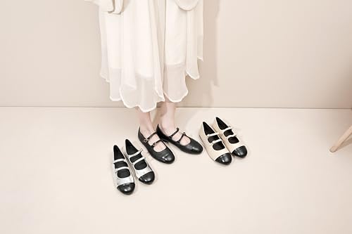 Ballet Flats Shoes for Women Fashion Double Buckle Mary Jane Shoes Comfortable Round Toe Flats with Adjustable Strap2