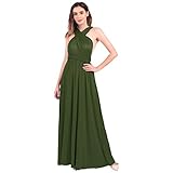 Womens Bridesmaid Elegant Convertible Transformer Infinity Multi Way Wrap Solid Color Cocktail Dress Off Shoulder V Neck Bandage Long Maxi Dress Forest Green 10
