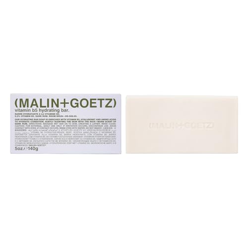 MALIN+GOETZ Vitamin B5 Hydrating Bar Rum | Triple-Milled Skincare Bar with Vitamin B5 Hyaluronic Acid Amino Acids + Shea Butter | Cleanses + Hydrates Skin | Rum Scent | Vegan + Cruelty-Free (5 oz)