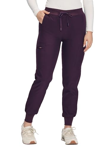 COZYFIT Women’s Scrub Pants, Drawstring Cargo Pants, Dark Purple, M - image 2