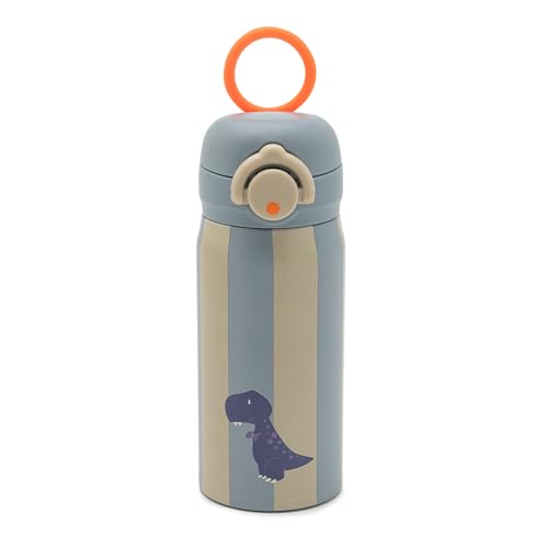 Noui Noui Edelstahl Trinkflasche Kinder 350 ml Dino | Auslaufsichere isolierte Kinder Trinkflasche ohne Strohhalm |Kohlensäure geeignet | BPA-frei & spülmaschinenfest | Für Schule Kindergarten
