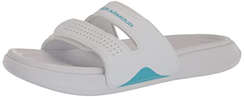 Under Armour Sandalia Ansa Studio para mujer, (102) Gray Mist/Gray Mist/Blue Surf, 44.5 EU