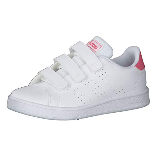 Suola di gomma adidas Advantage C, Scarpe da Ginnastica, Bianco Nuvola/Rosa Reale/Bianco Nuvola, 35 EU