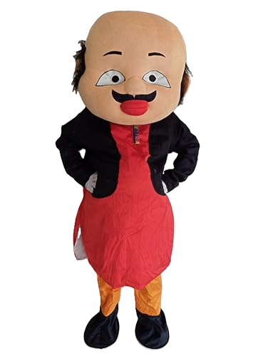 Image of BookMyCostume Fat & Samosa-Loving Indian Cartoon Character Mascot Costume For Theme Birthday Party & Events | Adults | Full Size Adults | Red & Yellow