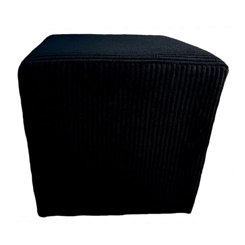 Extrasen Hocker Wohnzimmer Sitzhocker - Quadratisch 40 x 40 cm - Sofahocker - Dünner Cord Schwarz