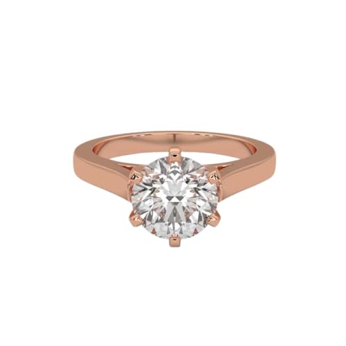 Image of 2 Ct. Certified Moissanite Tiffany Inspired Round Solitaire Ring for Women & Men, 925 Sterling Silver, 18k Gold Plated, Cathedral Set 6 Claw Design, Luxury Gift for Her