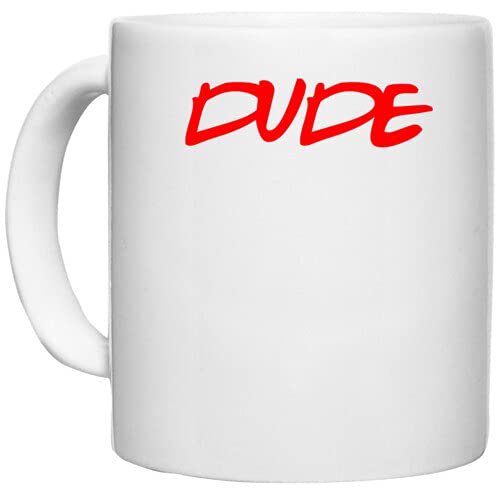 White Ceramic Coffee/Tea Mug 'Couple | Dude' Perfect for Gifting [350ml]