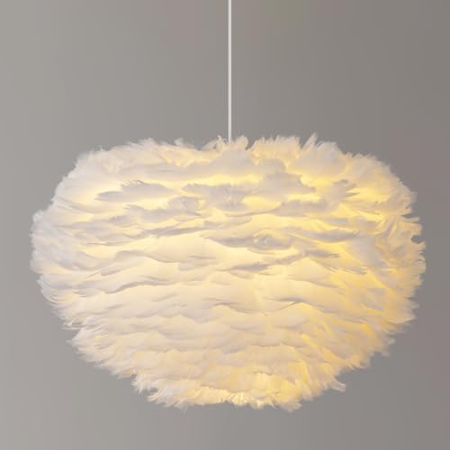 15.7in White Pendant Light, with a Modern and Simple Style Romantic Chandelier Light Fixtures for Bathroom Bedroom Wedding or Party Decoration E26 Base