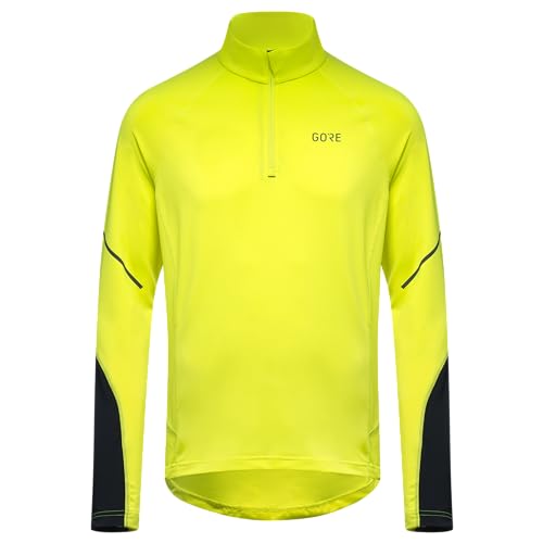 GORE WEAR Herren Mid Zip Shirt Langarm, Neon Yellow/Black, L EU