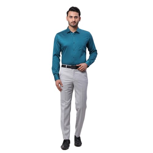 Image of Park Avenue Men's Slim Fit Structure Pattern Pure Cotton Semi Cutaway Collar Full Sleeve Formal Shirt
