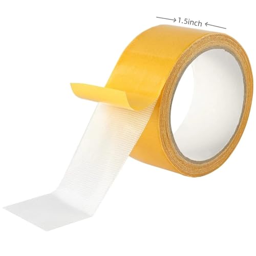Image of Clear Double Sided Tape Heavy Duty,1.5Inchx33FT,Glass Fiber mesh, Super Sticky Transparent Tape, Can be Used to Secure Carpets or Hang Artwork on Walls.