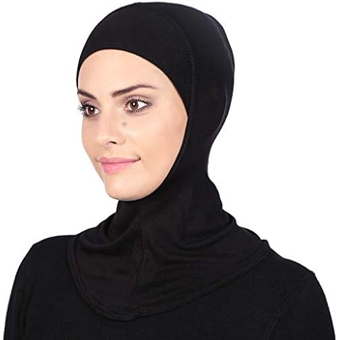 GERINLY Black Under Hijab Scarf Women's Ninja Jilbab Cap Stretch Full Neck Coverage Hijabs for Sport Tight Swim Hijab Easy (Black) Cover