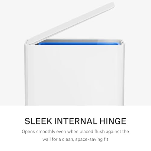 Image of simplehuman Slim Step Can, 9L / 2.4 Gallon Primary Bathroom Trash Can, Liner Pocket, Sleek Internal Hinge, 150,000-Step All-Steel Pedal, Lid Shox Silent Close, White Steel