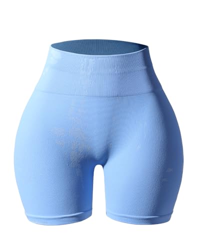 Image of AUROLA Serpent Seamless Scrunch Workout Shorts for Women,Tummy Control Squat Proof Ribbed Thick Active Gym Short