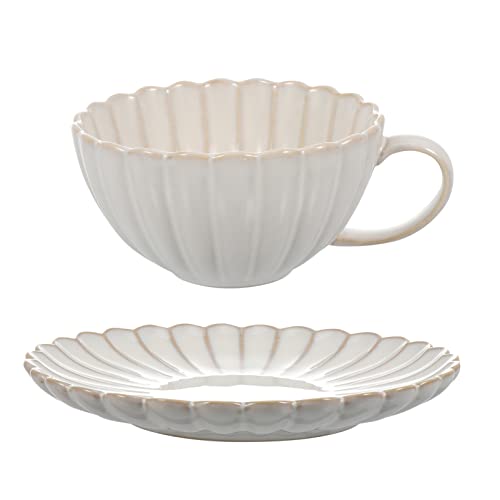 DOITOOL Tazas de porcelana para capuchino con platillos de cerámica, tazas de café de porcelana europea, juego de…