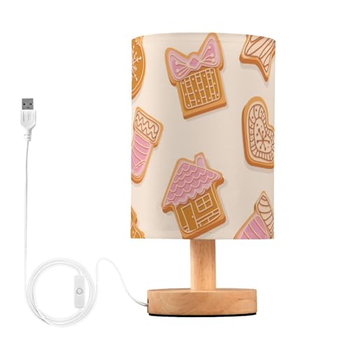 WDdZzyy Lámparas de escritorio, lámpara de mesa con puerto de carga USB, diseño de galletas, color beige, para escritorio, dormitorio