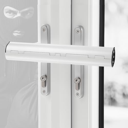 Patio Door Security Lock Fit for Double French Doors & Conservatory Doors, Reinforced Steel Handle Lock Bar for Horizontal Handles