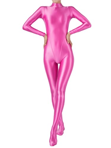 YiZYiF Damen Öl Glänzend Ganzkörperanzug Sport Jumpsuit Yoga Overall Eng Einteiler Ganzkörper Kostüm Gymnastik Tanz Ballett Leotard Hotpink L YiZYiF Damen Öl Glänzend Ganzkörperanzug Sport Jumpsuit Yoga Overall Eng Einteiler Ganzkörper Kostüm Gymnastik Tanz Ballett Leotard Hotpink L
