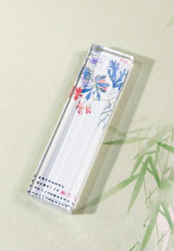 DancJulie文鎮 クリスタルガラス文鎮 書道用紙を押さえるのに最適 アヤメと桃の花、柿の絵柄 おしゃれ かわいい ぶんちん 文房具 ペーパーウェイト 机 装飾 デスクトップ 装飾 贈り物 (8)