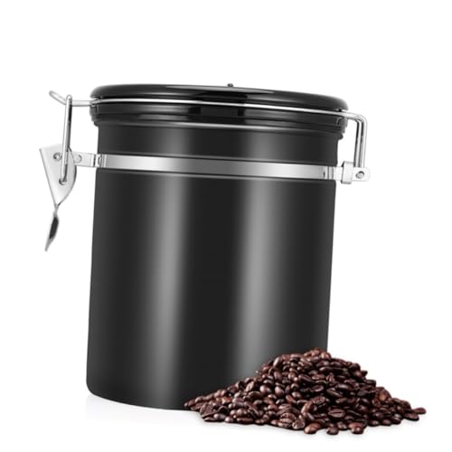 VALICLUD Almacenamiento Café Inoxidable Lata Sellada y Café Capacidad de Color Negro Mantener