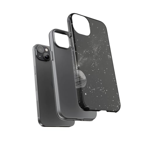 Coque rigide iPhone 14 Plus illustration astronomique luxe noir - 3