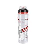 Elite Maxi Corsa MTB Bidón de ciclismo, Unisex Adulto, Transparente/Rojo, 950 ml