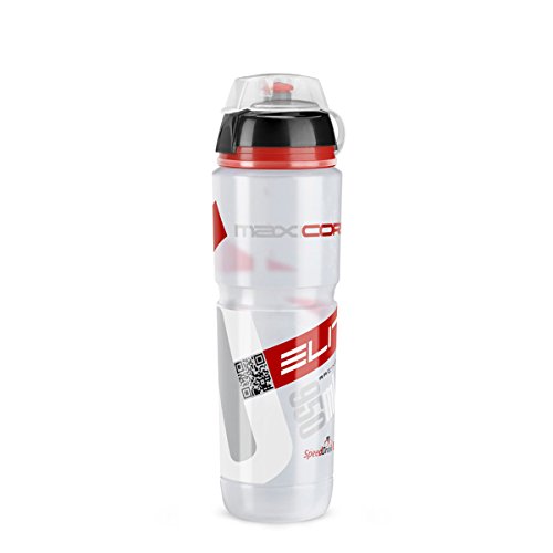 Elite Maxi Corsa MTB Bidón de ciclismo, Unisex Adulto, Transparente/Rojo, 950 ml
