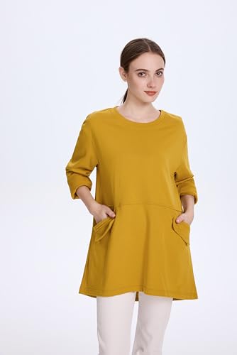 Minibee Women's Oversized Sweatshirt Crewneck Long Sleeve Cotton Pullover Tops with Pockets3