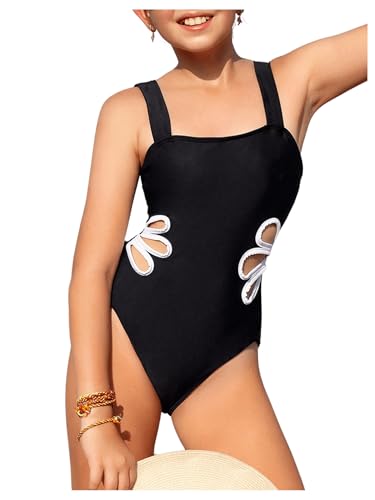 SHENHE Girl's Colorblock Cut Out One Piece Swimsuit Beach Sports Swimwear Bathing Suit4